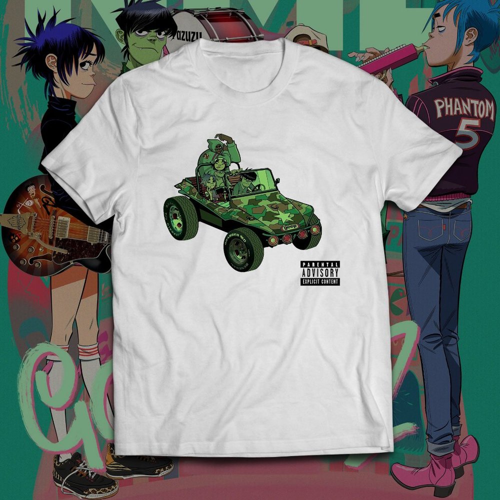 Vintage Style White Gorillaz Album Cover Band Tee - Picture 1 of 2